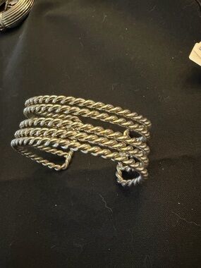 Twisted Rope Coil Bracelet - Metallic Gold Tone